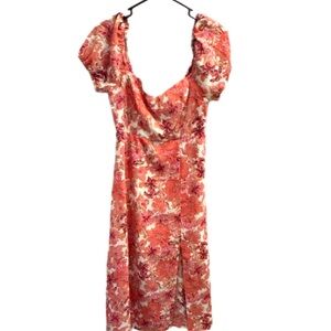 Hello Molly Coral Floral Midi Dress